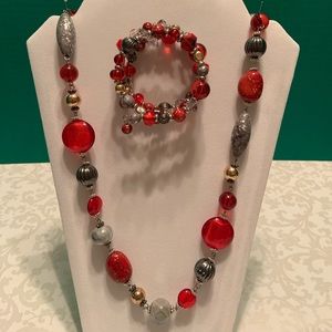 2-pc red and silver set